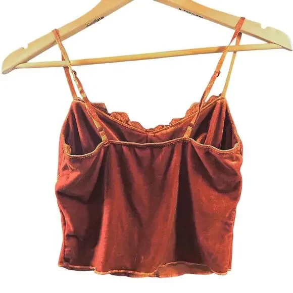 Y2K Style Velvet Lace Trim Cami Woodland Dark Fairy Whimsygoth Boho Festival SM - Picture 2 of 6